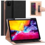 Leather Stand Card Holder Tablet Protective Cover with Elastic Band for iPad Pro 11-inch (2020) – Black