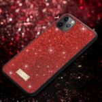 SULADA Dazzling Glittery Surface Leather Coated TPU Back Shell for iPhone 11 Pro Max 6.5 inch – Red