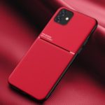 Minimalist Business Style Leather Coated TPU Phone Cover for iPhone 11 6.1 inch – Red