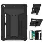 Foldable Kickstand Contrast Color Anti-dust PC Silicone Tablet Case for iPad 10.2 (2019) – All Black