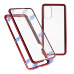 Anti-peep Magnetic Metal Frame + Tempered Glass Shell for Samsung Galaxy S20 Plus – Red