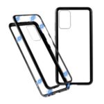 Magnetic Installation Metal Frame + Tempered Glass Phone Casing for Samsung Galaxy S20 – Black