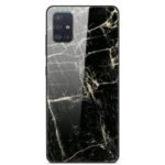 Pattern Printing Glass + PC + TPU Hybrid Phone Case for Samsung Galaxy A71 – Black/Gold