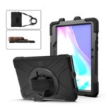 [X-Shape] PC + Silicone 360 Degree Swivel Kickstand Case with Hand Strap and Shoulder Strap for Samsung Galaxy Tab Active Pro(Wi-Fi) SM-T540 – Black