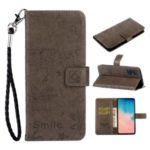 Imprint Flower Bee Leather Wallet Case for Samsung Galaxy A51 – Grey