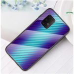 Carbon Fiber Surface Tempered Glass + PC + TPU Case for Samsung Galaxy A91/S10 Lite – Blue
