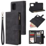 Zipper Pocket Multiple Card Slots Leather Stand Case for Samsung Galaxy A71 – Black