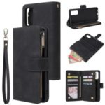 Zipper Pocket Multiple Card Slots Leather Stand Case for Samsung Galaxy S20 Plus – Black