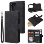 Zipper Pocket Multiple Card Slots Leather Stand Case for Samsung Galaxy S20 Ultra – Wine Red