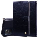 Business Style Oil Wax PU Leather Wallet Stand Mobile Phone Cover for Samsung Galaxy A91/S10 Lite – Black