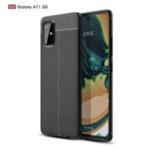 Litchi Skin TPU Back Phone Case for Samsung Galaxy A71 5G – Black