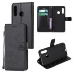 Imprint Butterfly Flowers Leather with Wallet Case for Samsung Galaxy A70e – Black