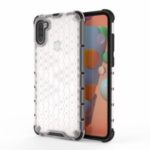 Honeycomb Pattern Shock-proof TPU + PC Combo Back Case for Samsung Galaxy A11 – White