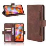 PU Leather Wallet Phone Casing with Multiple Card Slots for Samsung Galaxy M11 – Brown