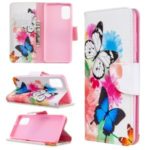 Pattern Printing Leather Wallet Case for Samsung Galaxy A41 (Global Version) – Butterflies and Flowers