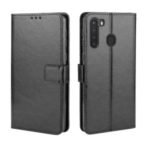 Crazy Horse Skin PU Leather Shell for Samsung Galaxy A21 – Black