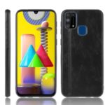 PU Leather Coated PC + TPU Cell Phone Case for Samsung Galaxy M31 – Black