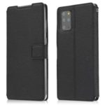 Wood Grain Leather Stand Card Slots Cell Phone Shell for Samsung Galaxy S20 Plus – Black