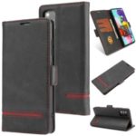 Business Style Splicing Leather Wallet Phone Case for Samsung Galaxy A71 SM-A715 – Black