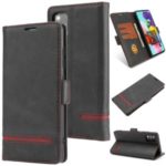 Business Style Splicing Leather Wallet Phone Shell for Samsung Galaxy A51 – Black