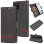 Business Style Splicing Leather Wallet Phone Casing for Samsung Galaxy A81/Note 10 Lite – Black
