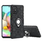 TPU PC Hybrid Case with Magnetic Car Mount Ring Holder for Samsung Galaxy A71 SM-A715 – Black