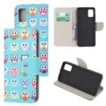 Patterned Cross Texture Stand Leather Shell Wallet Phone Case for Samsung Galaxy A71 5G SM-A716 – Multiple Owls