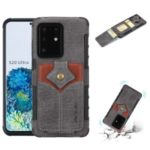 SHOUHUSHEN Maple Buckle Card Holder Leather Coated PC Case for Samsung Galaxy S20 Ultra – Dark Grey