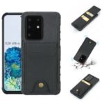 SHOUHUSHEN Leather Coated TPU Shell Case with Card Slots for Samsung Galaxy S20 Ultra – Black