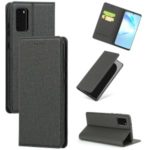 Auto-absorbed Cloth Texture Leather Card Holder Case for Samsung Galaxy S20 – Black