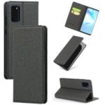 Auto-absorbed Cloth Texture Leather Card Holder Case for Samsung Galaxy S20 Plus – Black