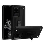 PC + TPU Hybrid Case with Air Outlet Clip Kickstand for Samsung Galaxy S20 Ultra – Black