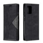 Splicing Auto-absorbed Leather Card Holder Mobile Phone Case for Samsung Galaxy A91/S10 Lite – Black