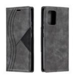 Splicing Auto-absorbed Leather Card Holder Mobile Phone Case for Samsung Galaxy A91/S10 Lite – Grey