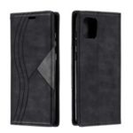 Splicing Auto-absorbed Leather Card Holder Shell Case for Samsung Galaxy A81/Note 10 Lite – Black