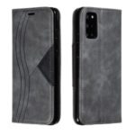 Auto-absorbed Splicing Leather Card Holder Case for Samsung Galaxy S20 Plus – Grey