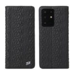 Crocodile Texture Genuine Leather Wallet Phone Case for Samsung Galaxy S20 Plus – Black