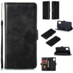 Wallet Leather Stand Phone Shell with Lanyard for Samsung Galaxy A71 SM-A715 – Black