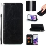 Crazy Horse Texture Leather Strong Magnetic Suction Phone Case for Samsung Galaxy S20 – Black