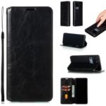 Auto-absorbed Crazy Horse Leather Wallet Stand Case for Samsung Galaxy S20 Ultra – Black