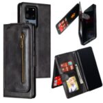 Stylish Zipper Pocket 9 Card Slots Leather Wallet Shell Case for Samsung Galaxy S20 Ultra – Black