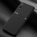 Minimalist Business Style Leather Coated TPU Phone Casing for Samsung Galaxy A01 – Black
