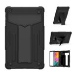 Foldable Kickstand Contrast Color Anti-dust PC Silicone Tablet Cover for Samsung Galaxy Tab A 10.1 (2019) – All Black