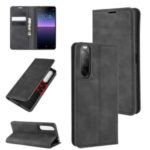 Silky Touch Auto-absorbed Flip Leather Wallet Stand Case for Sony Xperia 10 II – Black
