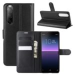 Litchi Skin Magnetic Leather Stand Case for Sony Xperia 10 II – Black