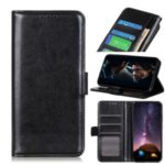 Crazy Horse Leather Wallet Cover Phone Case for LG K41S – Black