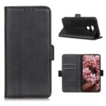 Magnetic Double Clasp Leather Wallet Case for LG K41S – Black