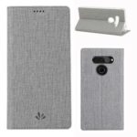 VILI DMX Cross Texture Card Holder Leather Case Accessory for LG Q70 – Grey