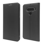 Magnetic Adsorption Leather Stand Case with Card Slot for LG V50 ThinQ 5G – Black