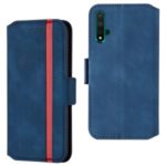 Retro Style Splicing Matte Leather Case Phone Cover with Card Slots for Huawei Honor 20/nova 5T – Blue